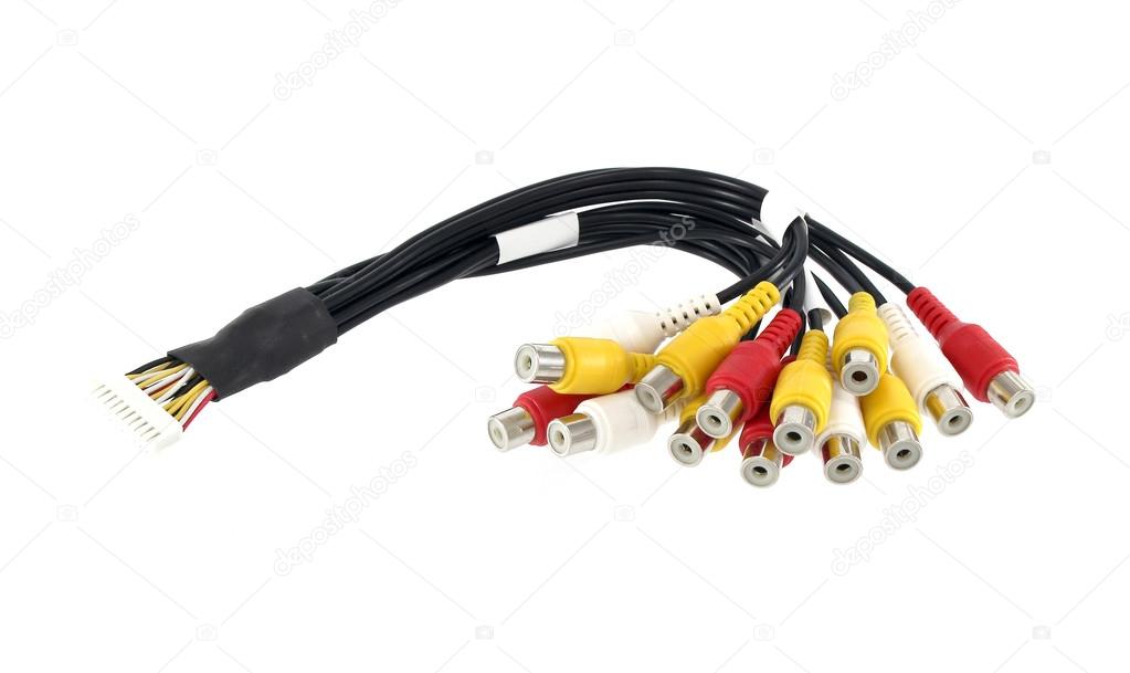 Automotive wiring bundle of wires isolated on white
