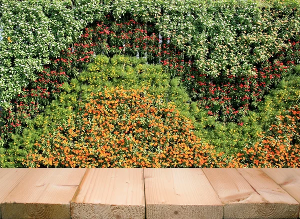 꽃과 꽃으로 만든 수직 정원 — 스톡 사진
