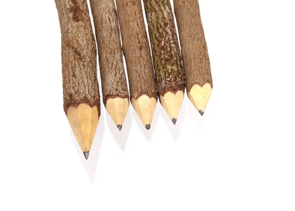 Lápis casca de madeira isolado em branco — Fotografia de Stock