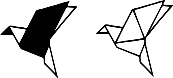 Ikon Burung Origami Terisolasi Pada Latar Belakang Putih - Stok Vektor