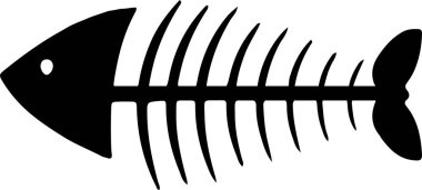 iskelet balık simgesi beyaz arkaplanda izole