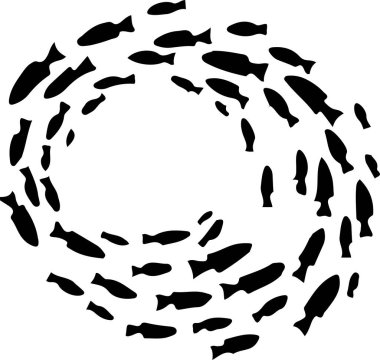 Arka planda izole edilmiş balık vektörü okulu