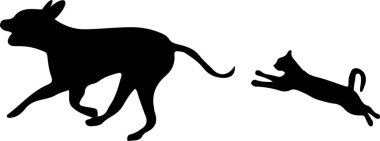 beyaz arkaplanda kedi ve köpek vektörü