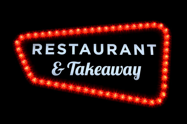 Restaurant and take away neon sign