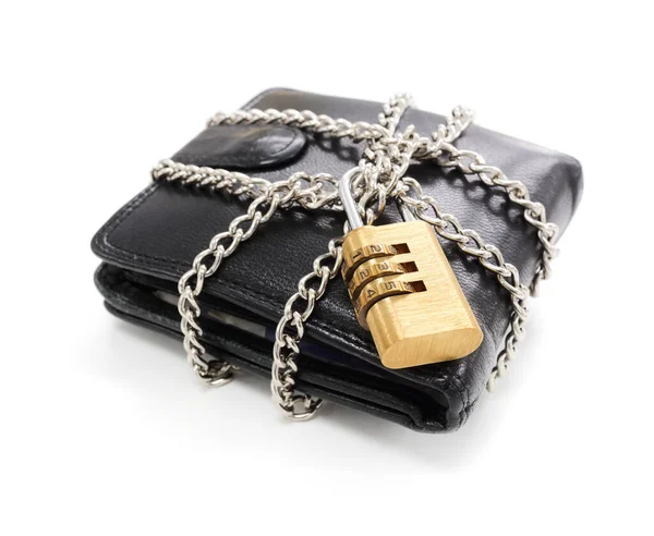 Wallet Money Data Security Concept Lock Chain — Stock Photo, Image