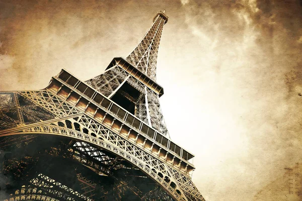Eiffel Torony Párizsban Retro Stílusú Vintage Papír Stock Kép