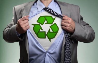 süper kahraman yeşil eco işadamı