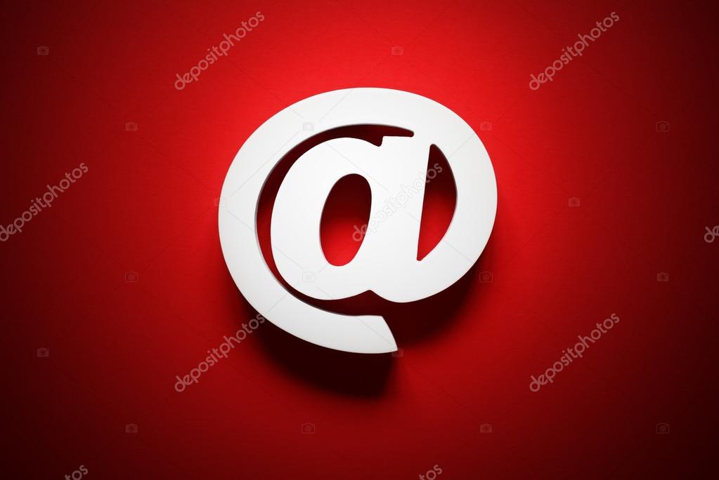 Email symbol on red background