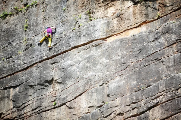 Escalada vertical de rocha — Fotografia de Stock