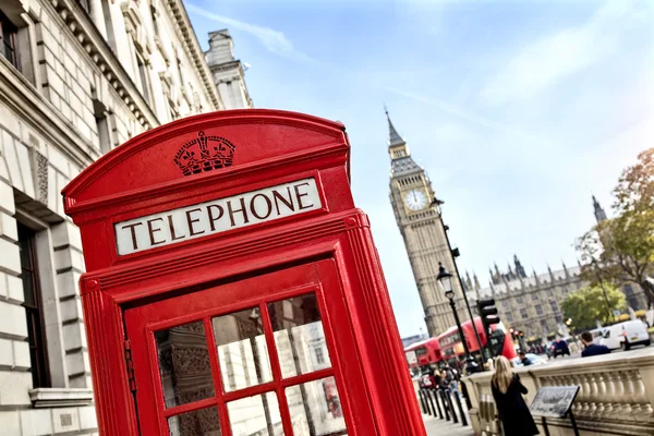 Cabina telefonica di Londra e Big Ben — Foto Stock