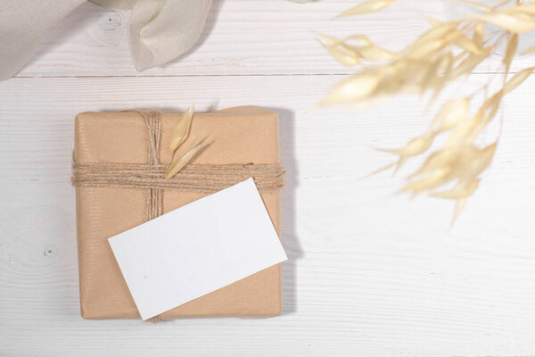 Valentines gift with empty card for text, zero waste style