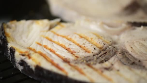 Стейк Мечем Ксіфаїс Гладіс Приготування Сковороді Грилі Масштабування — стокове відео