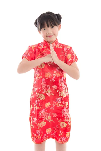 Beautiful asian girl wishing you a happy Chinese New Year — Stock Photo, Image