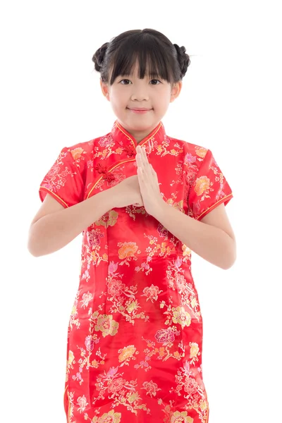 Beautiful asian girl wishing you a happy Chinese New Year — Stock Photo, Image