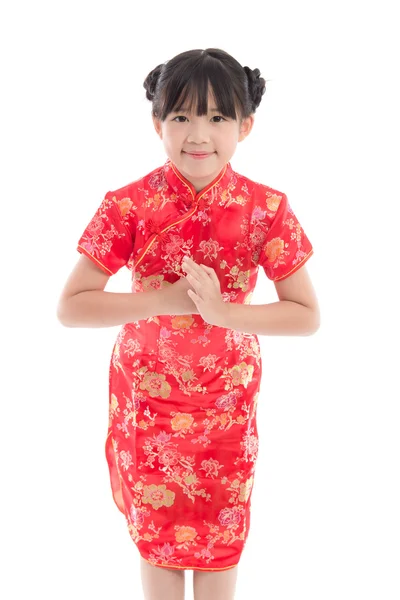 Beautiful asian girl wishing you a happy Chinese New Year — Stock Photo, Image