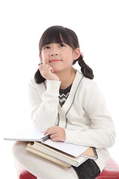 Bela menina asiática pensamento — Fotografia de Stock