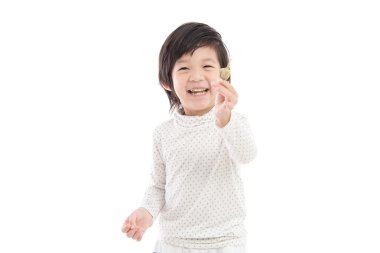 Japon tatlı yeme şirin Asyalı çocuk