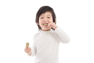 Japon tatlı yeme şirin Asyalı çocuk