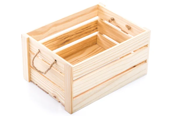 Деревянный ящик на белом фоне — стоковое фото