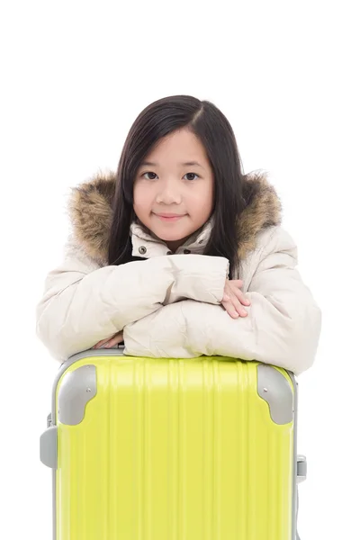 Atraente bela menina asiática feliz pronto para ir de férias, eu — Fotografia de Stock