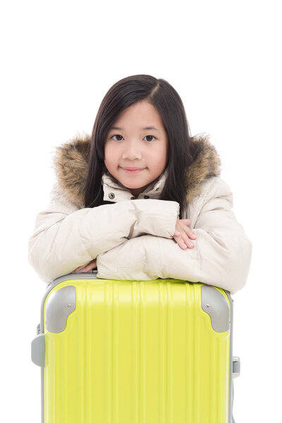 Attractive beautiful asian girl happy ready to go on vacation, i