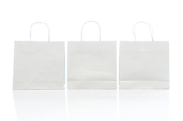 White shopping bag on white background — Stock Photo, Image