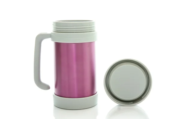 Protección térmica-termo rosa para taza de café, aislado —  Fotos de Stock