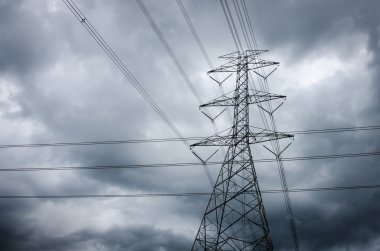 yüksek gerilim kule gökyüzü arka plan.