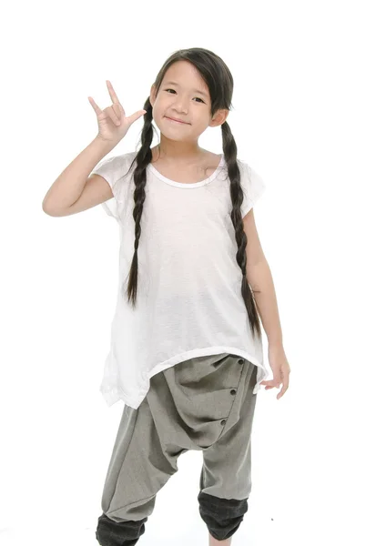 Little girl doing sign language for I LOVE YOU — Stock Photo, Image