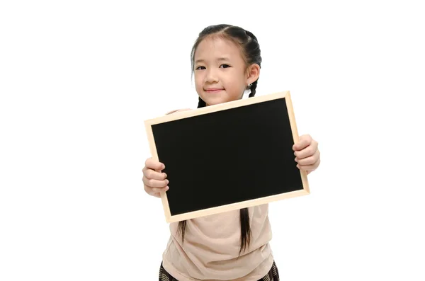 Asiatico ragazza holdin nero bordo — Foto Stock