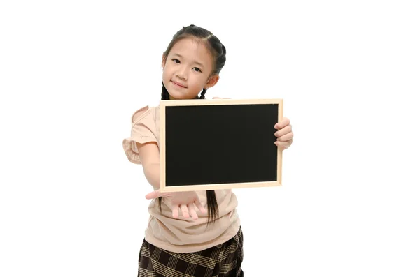 Asiatico ragazza holdin nero bordo — Foto Stock