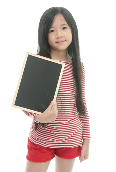 Hermosa chica asiática sosteniendo pizarra —  Fotos de Stock