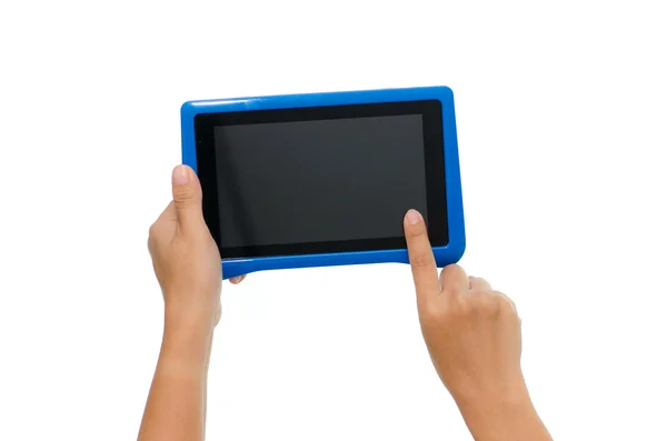 Kvinna hand innehav tablet — Stockfoto