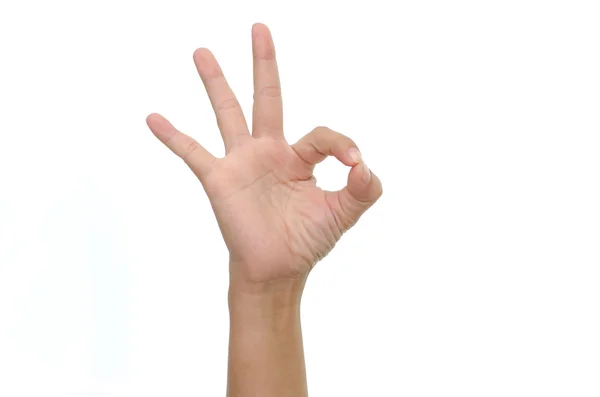 Woman hand showing ok sign — Stock Photo, Image
