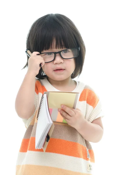 Lindo asiático bebé pensando —  Fotos de Stock