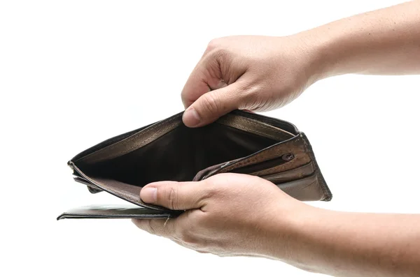 Empty wallet in male hands — Stock Photo, Image