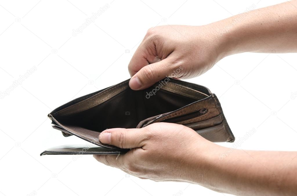 Empty wallet in male hands
