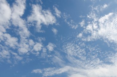 Mavi gökyüzünde beyaz bulutlar