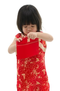 Asya bebek ang pow veya kırmızı paket para hediye holding