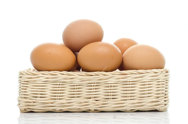 Eggs in square basket — Stock Photo, Image