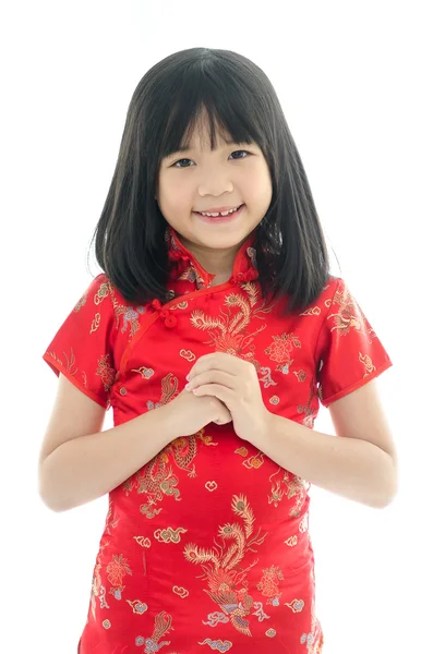 Vacker kinesisk flicka hälsning — Stockfoto