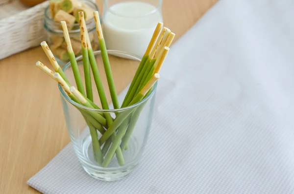 Nahaufnahme von Grüntee-Keksen im Glas — Stockfoto