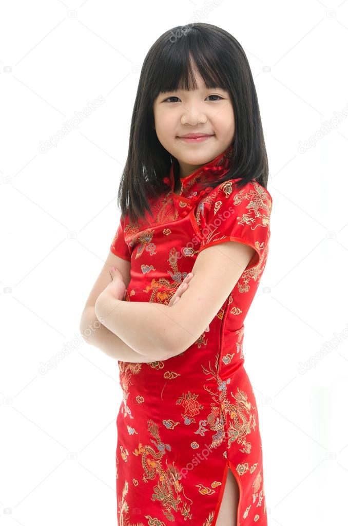 Beautiful asian girl wearing chinese dress 