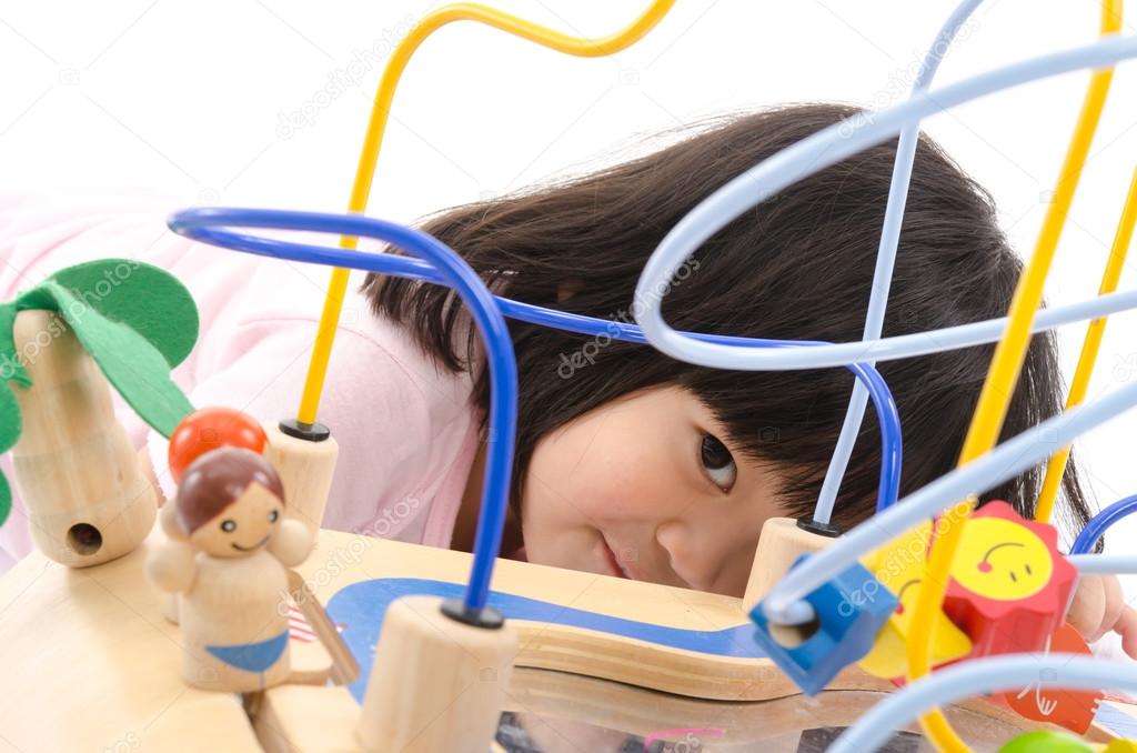 Asian baby playing education toy