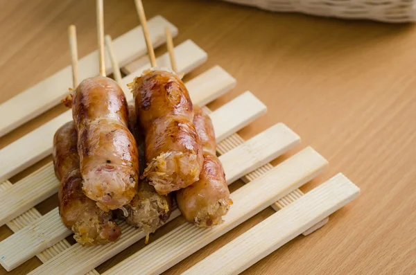 Thai style grilled pork and vermicelli sausages — Stock Photo, Image