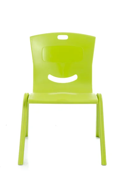 Green plastic chair isolated — Stock Photo, Image