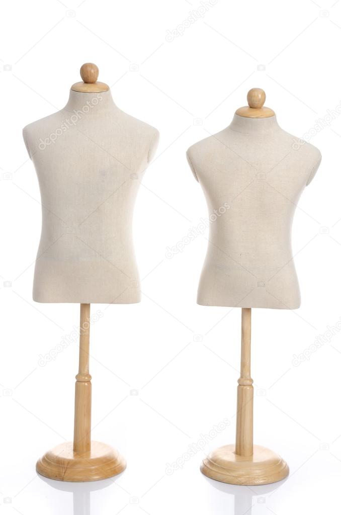 Close up of dummies on white background 