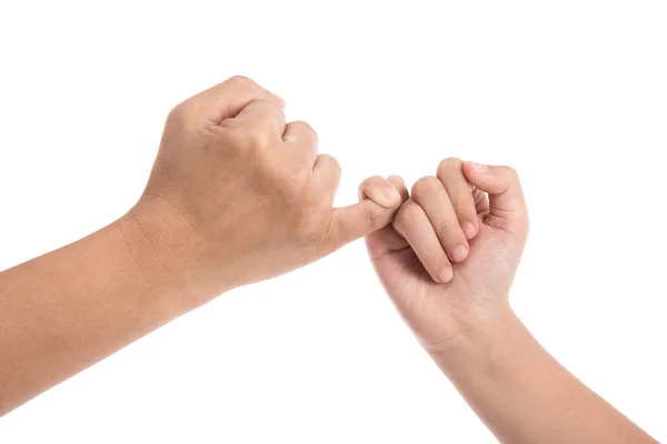 Madre e hija haciendo una promesa de meñique — Foto de Stock