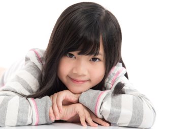 Asyalı kız gülümsemek yüz çekici yakın çekim 