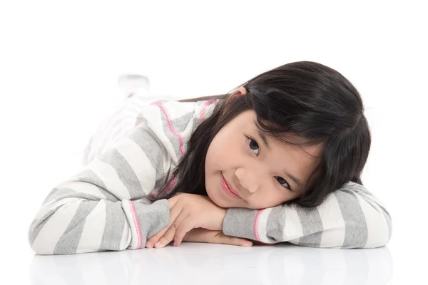 Ázsiai lány mosollyal arcán bájos közelről — Stock Fotó